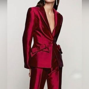 STYLEWE Red Blazer with Bow Accents
